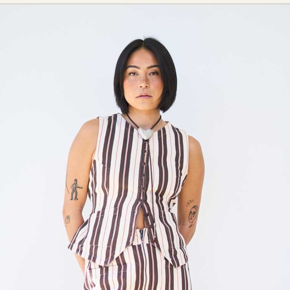 ISO Noble Flared Vest in Stripe 3X - Do Not Buy